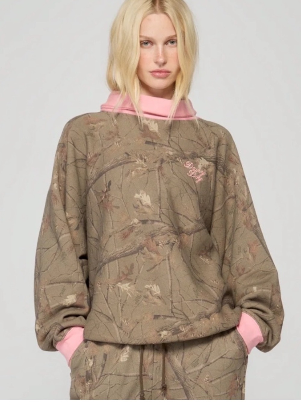 DAIRY BOY Mock Neck in Evergreen Camo/Pink - Picture 1 of 5
